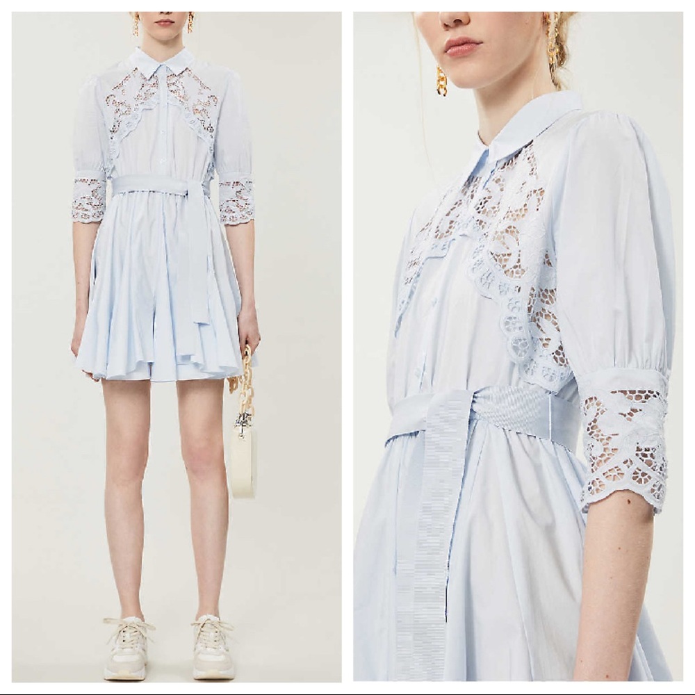 { maje } Rebella Crochet Cotton Poplin Mini Dress